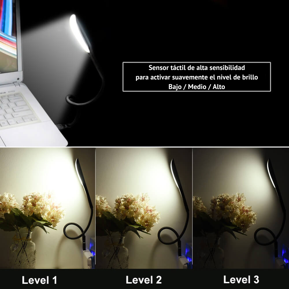 Lámpara de mesa con sensor táctil UBS