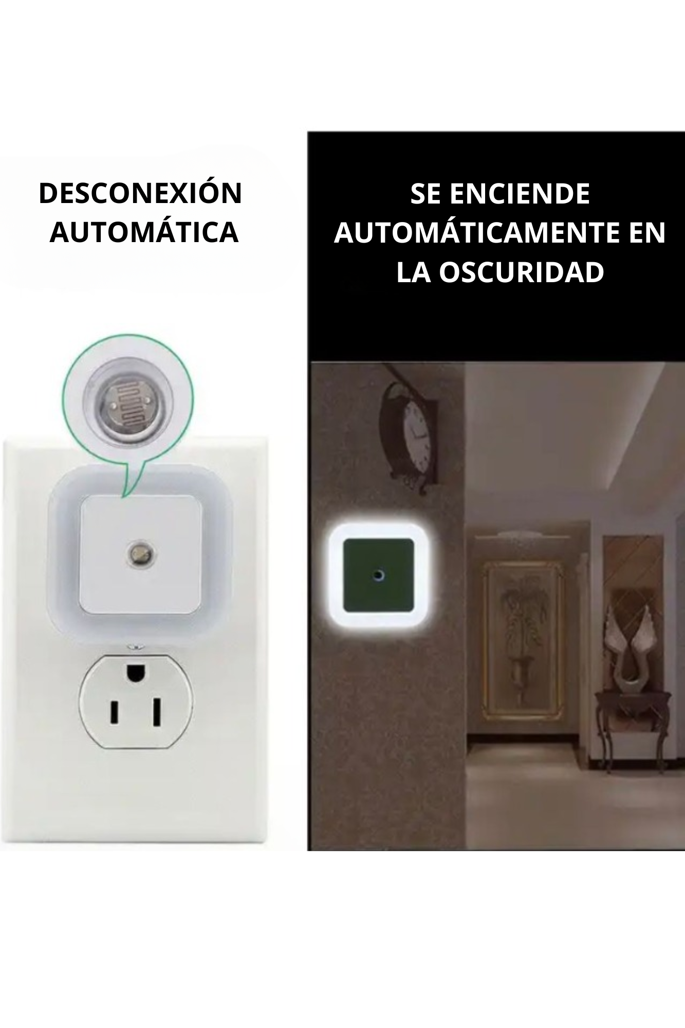 Bonita mini luz nocturna led con enchufe de pared