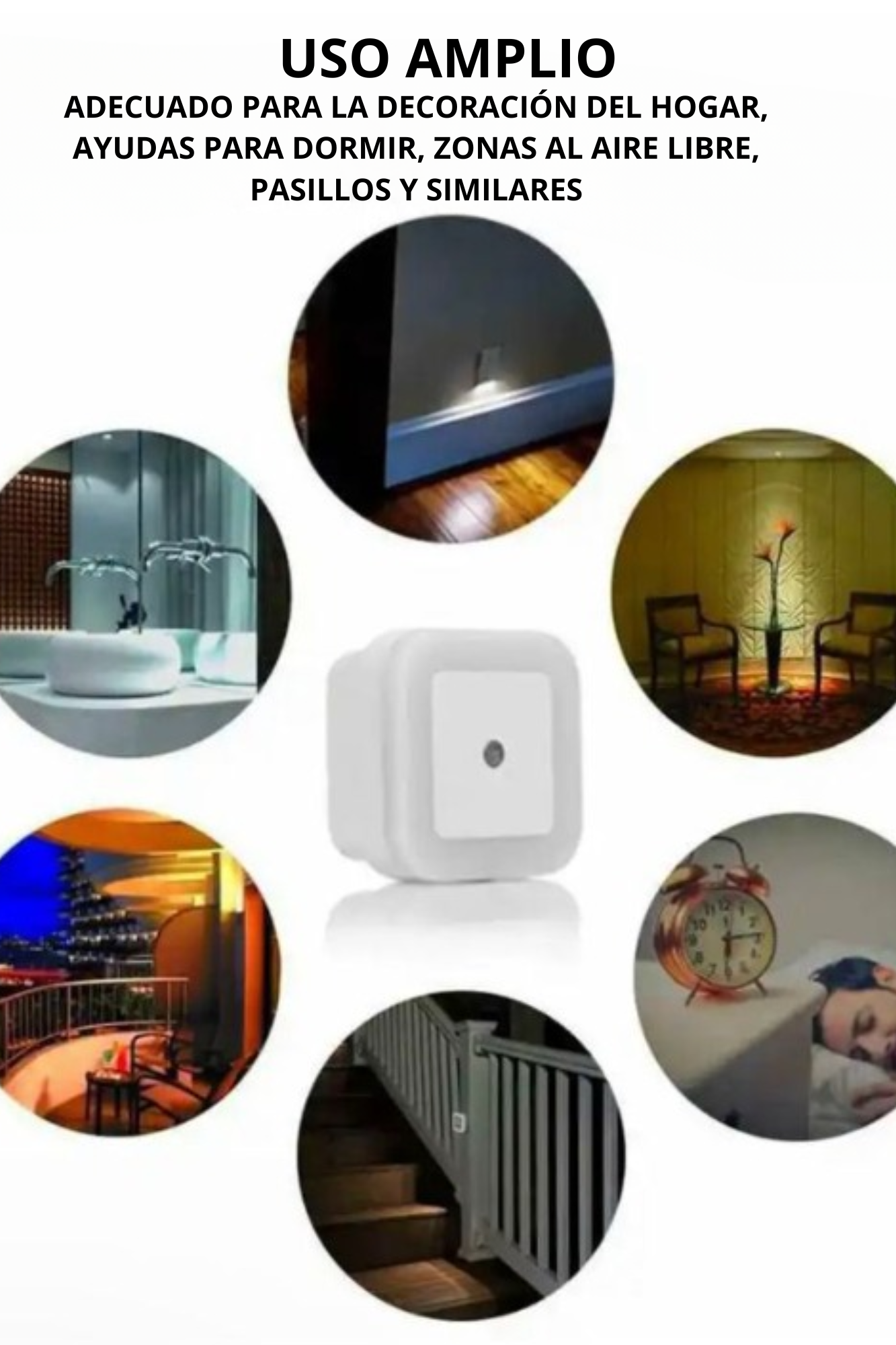 Bonita mini luz nocturna led con enchufe de pared