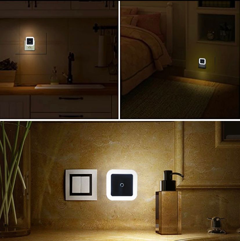 Bonita mini luz nocturna led con enchufe de pared