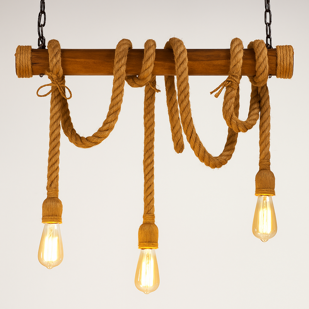 Lámpara Vintage de Cuerda de Cáñamo – Elegancia Rústica para tu Hogar