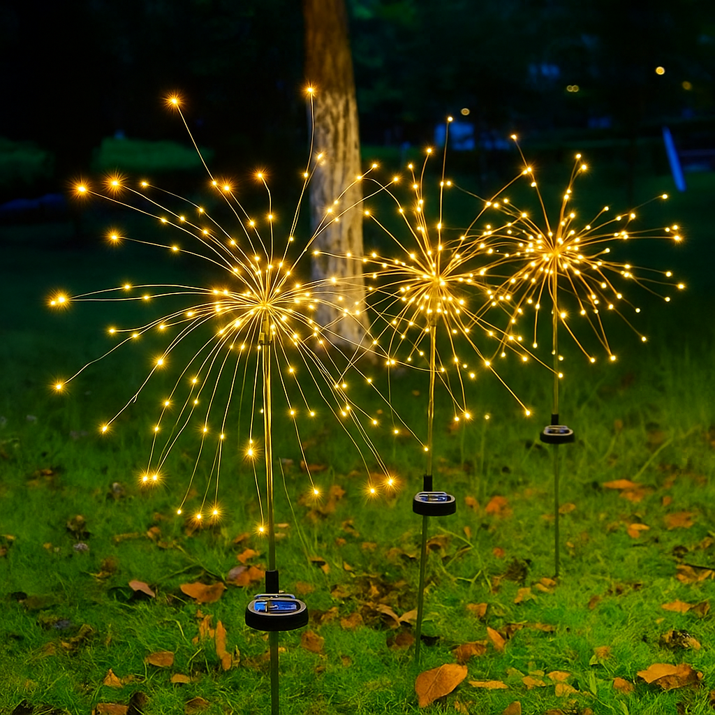 Luces LED Solares de Fuegos Artificiales para Decoración Navideña