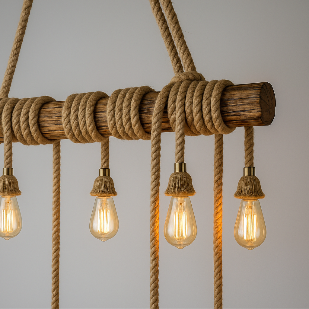 Lámpara Vintage de Cuerda de Cáñamo – Elegancia Rústica para tu Hogar