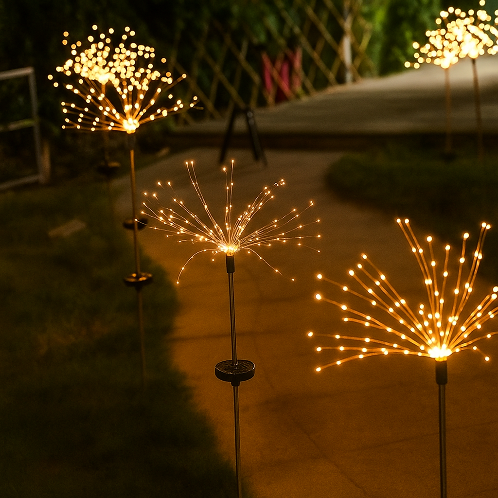 Luces LED Solares de Fuegos Artificiales para Decoración Navideña