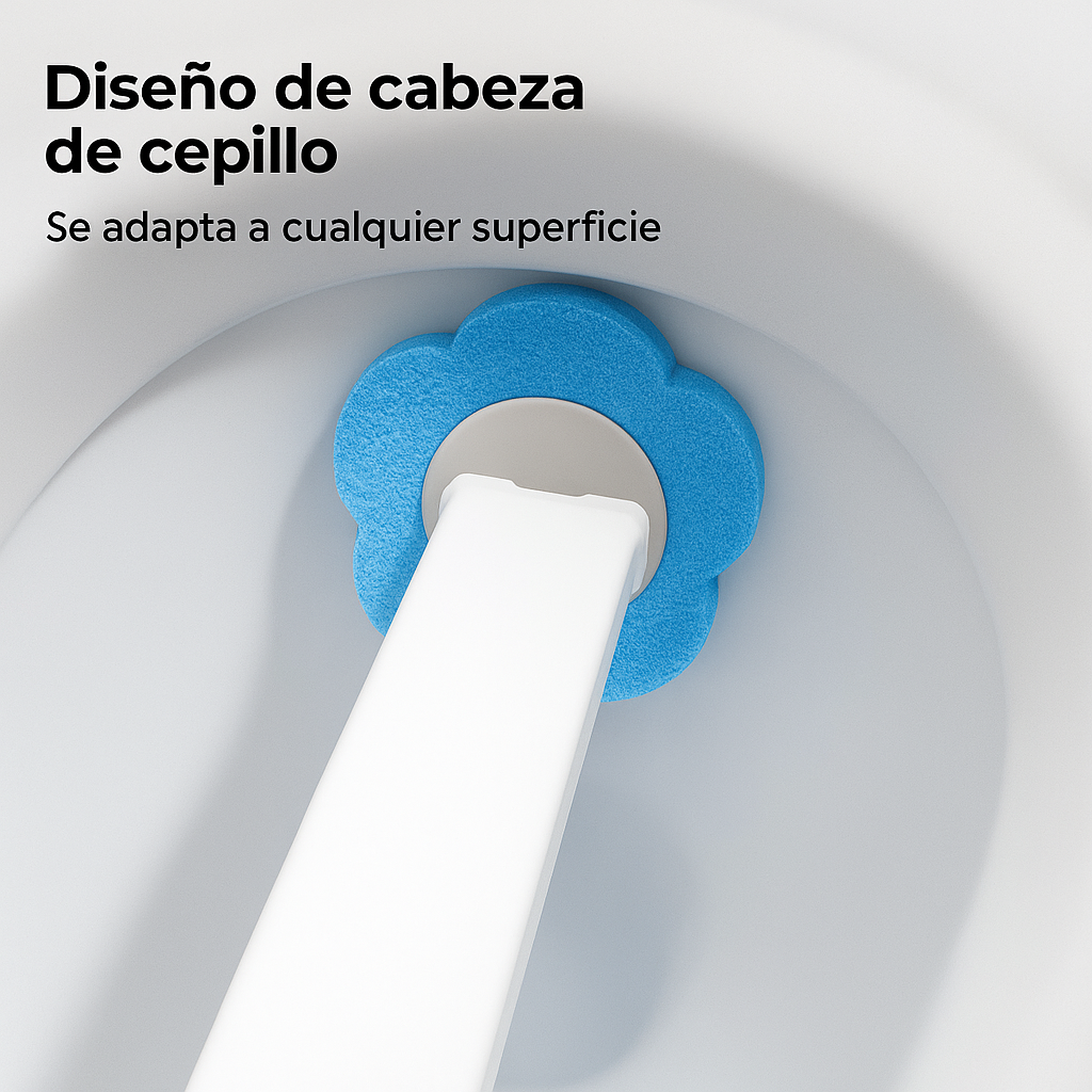 Kit Sistema de limpieza desechable WC- Soporte Inodoro + Cepillo + 24 unidades de detergente prehumidecido.